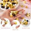 Beadthoven 100pcs Bee Silicone Beads 15mm Yellow Round Ball Silicone