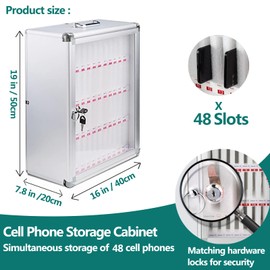 YINXSLO Cell Phone Lock Box Classroom Aluminum Alloy Cell Phone Locker Wall Mounted Phone Lock Box Suitable for Classroom, Meeting Room, Gym, Factory (48 Slots)