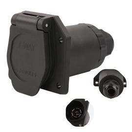 NEW SUN 7 Pin RV Blade Trailer Wiring Harness Connector, 7 Way Trailer Plug Truck Vehicle Side Female End Socket, Heavy Duty for Trailer Tow Hitch RV Truck Pickup, Upgrade Waterproof Sealed