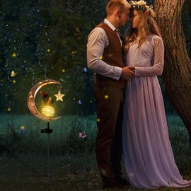 Mond Solarlampen für Außen Gartendeko Terassendeko, Mond Solarleuchten Garten im Freien,Freien Solarlampe für Außen, Mond Solarlampen für außen Garten,Terrasse Hof Rasen Gilt für Terrasse Balkon Rasen