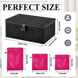 1 PC Discreet Lockable Adult Toy Bag Storage Organizer with 9 Pcs Toy Storage Drawstring Bags Organizer for Women and Men 3 Sizes, 15 x 10 x 6.3 Inches Lockable Box Travel Container(Black)
