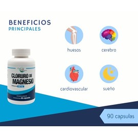 Cloruro de Magnesio 400 mg.90 Cápsulas Ingredientes naturales.Chloride Mag green house.