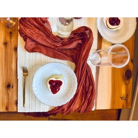 Terracotta Cheesecloth Table Runner +10 Cheesecloth Napkins (144” x 35”) Wedding Decorations for Reception – Gauze Table Runner Perfect Table Settings for Dining Table Decor