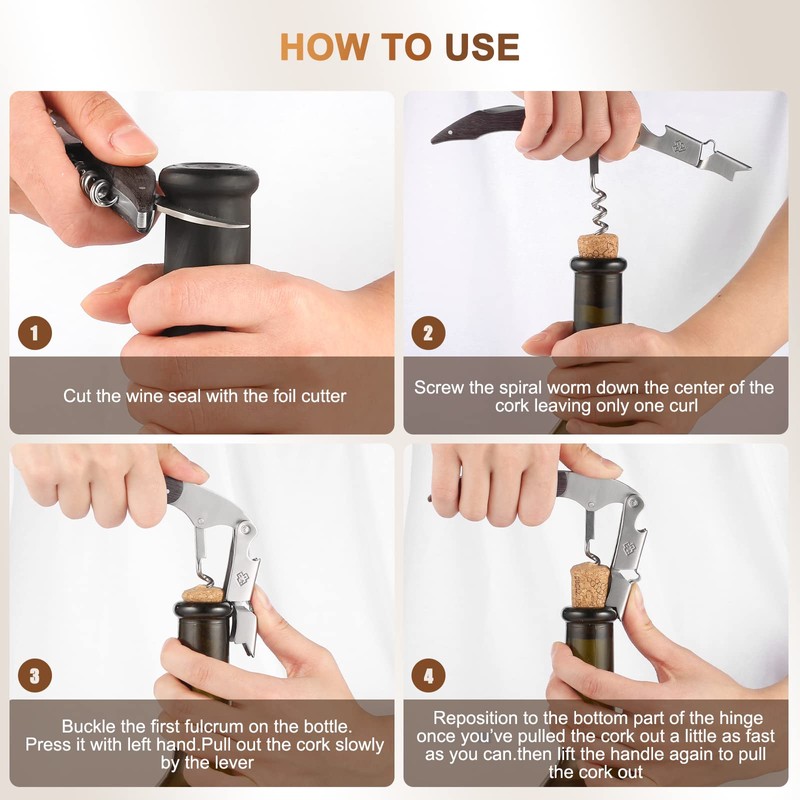 CORKAS ソムリエナイフ ワインオープナー コルク抜き 栓抜き プロ 木製ハンドル ウェイター＆バーテンダー向け