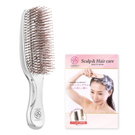 S HEART S Heart S Scalp Brush, Straight Hair, Unisex, Chrome, Anti-Static, Includes Beauty Book