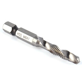 Yosoo Health Gear Hex Shank Drill, M6 Tap Taper Drill, Taps Drill Bits, Hexagonal Handle Compound Tap Drill Bits Suitable for Drilling, Tapping, Cutting on Soft Metal, Aluminum Plate, Iron (M6 x 1)