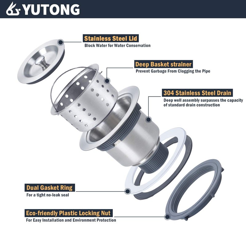 Yutong Kitchen Sink Drain Strainer, 4.5 Inch Sink Strainer with