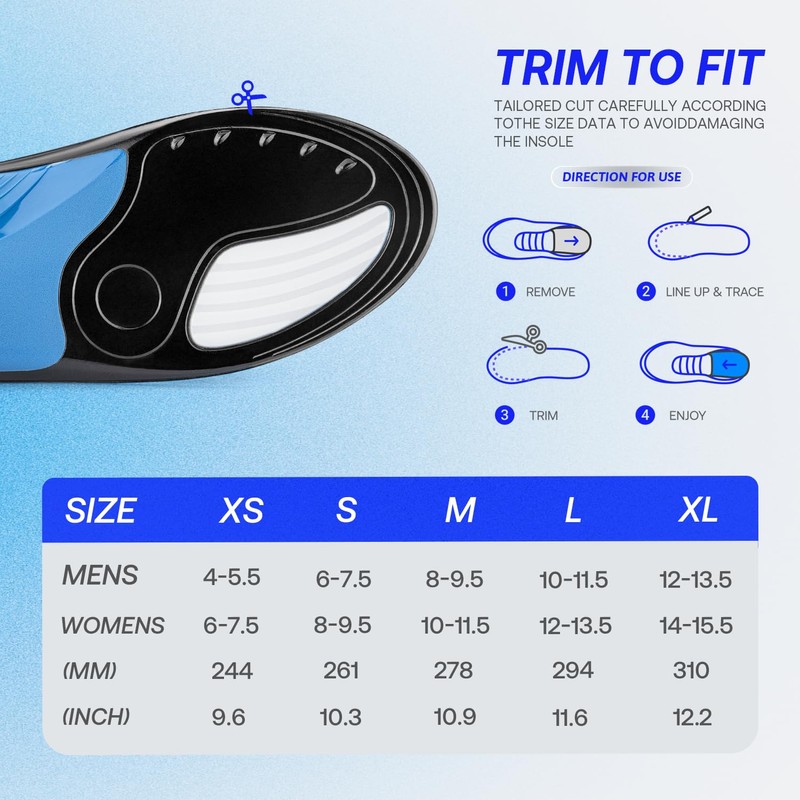 VALSOLE Plantar Fasciitis Arch Support Insole - 220+lbs Heavy Duty