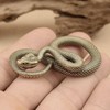 Brass Snake Figurine Miniature Ornament, Handcrafted Decorative Animal Sculpture for