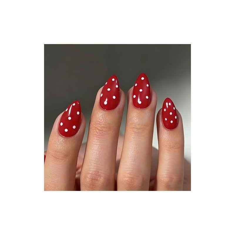 SXVME Uñas postizas acrílicas gruesas de color almendra, 30 uñas