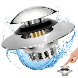 Bathtub Drain Stopper, gliship Upgraded Pop Up Tub Drain Hair Catcher Universal 3-in-1 Bathtub Plug Drain Stopper with Effective Filter Basket for 1.45-1.8" Bath Drain Hole