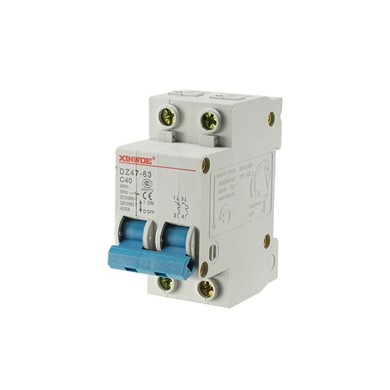 uxcell 2 Poles 40A 400V Low-Voltage Miniature Circuit Breaker Din