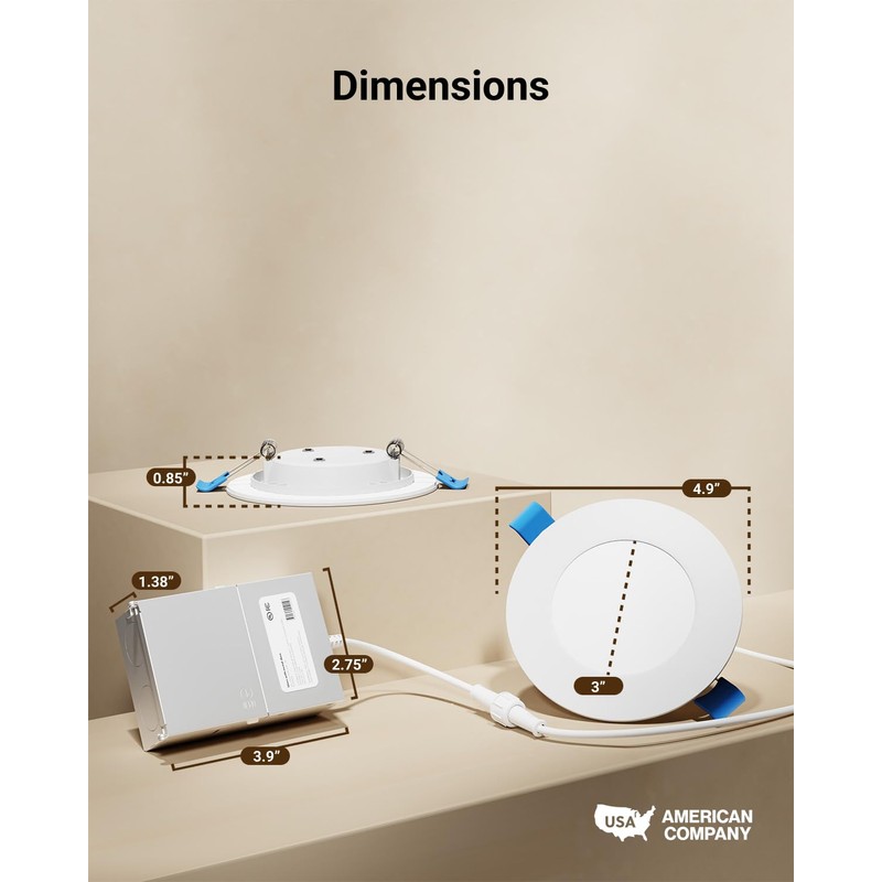 Sunco 6 Pack 4 Inch LED Recessed Lights, Slim Canless