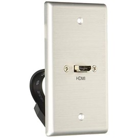 Legrand - C2G Single Gang Wall Plate, HDMI Wallplate with Pass Through to Use as Video Wall Plate, 6.258 x 3 x 2.25 Inches, Brushed Aluminum, 1 Count, C2G 39870