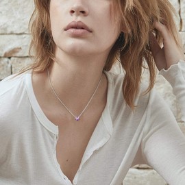 ChicSilver 925 Sterling Silver Alexandrite Necklace for Women White Gold Plated June Birthstone Necklace Dainty Round Crystal Purple Jewelry