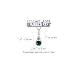 Silvershake 6MM Genuine Gemstone Irish Celtic Knot Drop Pendant with 18 Inch Necklace, created malachite,