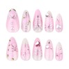 24Pcs Almond Press on Nails Medium Luxury Pink Fake Nails