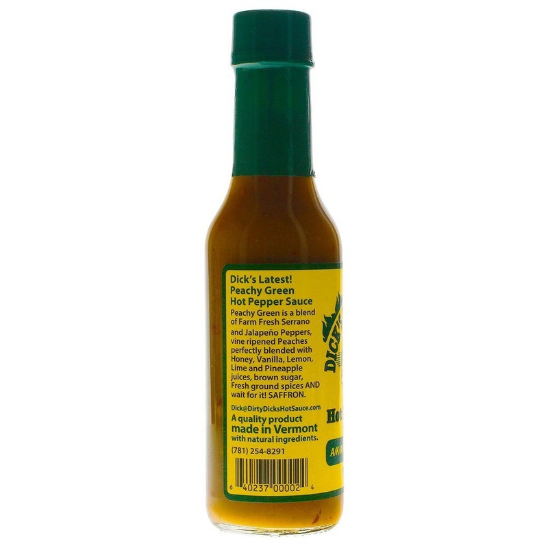 Dirty Dicks, Sauce Hot Green Pepper Peachy, 5 Fl Oz