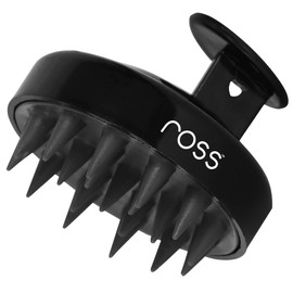 Ross Round Hair Scalp Manual Head Massager Shampoo Hair Brush, Super Soft Bristles for Exfoliating, Anti-Dandruff (Black)