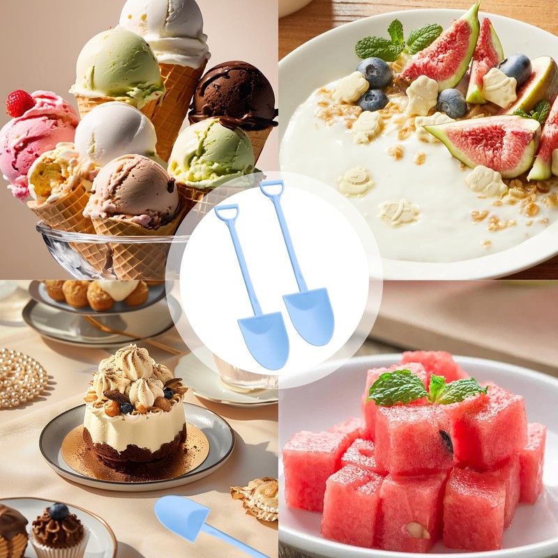 Spade Spoon, Scoop Shaped Creative Shovel, Durable Plastic Dessert Spoons,