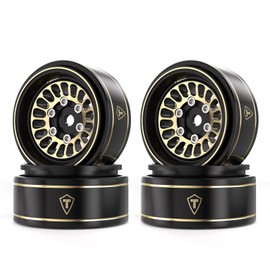 TREAL 1.0 Brass Beadlock Wheels Crawler Wheel Rims (4P) Hubs Removable for SCX24 AX24 FCX24 TRX4M 1/24 1/18 RC Crawler, 40g(0.08lb)/pc (Type D)