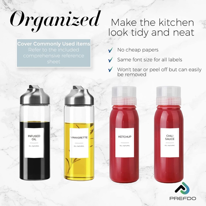 Oils, Vinegars and Condiments Labels for Bottles, Prefdo 126 PCS