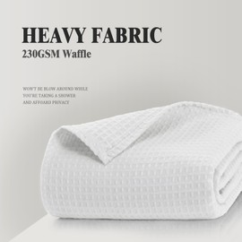 Awellife Waffle Hotel Textured White Shower Curtains for Bathroom 230 GSM Heavy Duty Fabric Liner, 72" W X 96" L Inch