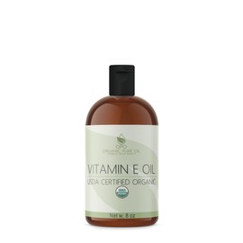 Vitamin E Oil - Organic, USDA Certified Organic, Natural Vegan Cruelty-Free, Extra Strength for Face Skin Hair Body Eyelashes Locs Nails-Antioxidant Moisturizer DIY Cream Lotion (8 oz)