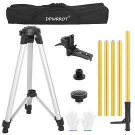 Laser Level Tripod, Laser Level Pole with Tripod, 12Ft./3.7M Telescoping Pole with 1/4-Inch by 20-Inch Laser Mount for Rotary and Line Laser Level, Laser Tripod Stand with 5/8”-11 Threaded Adapter