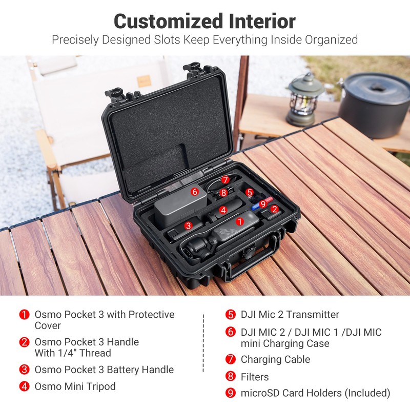 Solid OSMO Pocket 3 Case, Hard Shell Water-Resistant Case for