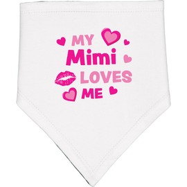 inktastic Valentine's Day My Mimi Loves Me Hearts and Lips Baby Bandana Bib White and Black 3e193
