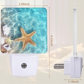 YASHILAIYA Starfish Seashell Beach Night Light,Plug-in Dusk to Dawn Sensor Nightlights for Bedroom Bathroom Hallway Stairs