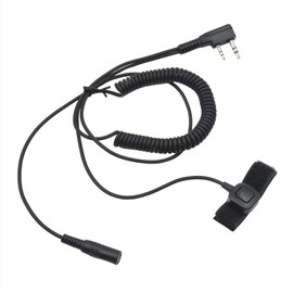 JUYODE 2-Pin K1 Plug to 3.5mm Headset Audio Adapter with Finger Touch PTT Button for Baofeng Radio
