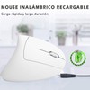 Mouse Inalámbrico Ergonómico Recargable, Mouse Vertical Óptico de 2.4Ghz con