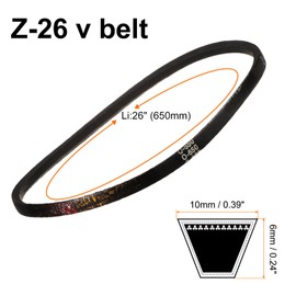 sourcing map Z-26 Z Type V-belt 650mm/26" Inner Length x 0.39" Width x 0.24" Height, Z-type Closed-Loop Rubber Transmission Belt