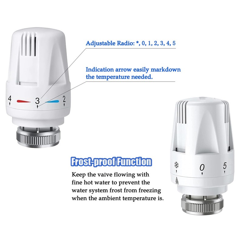 ZiYuya Temperature Control Valves Thermostatic Valve Head, TRV M30x1.5 Thermostatic