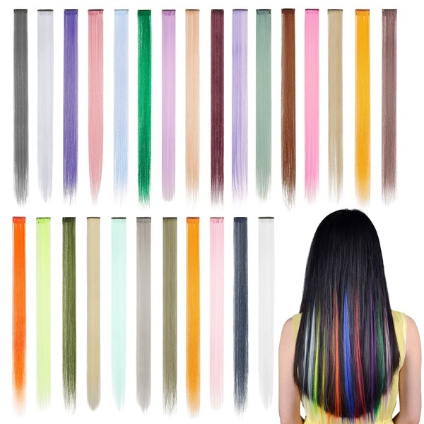 Hawkko Extensions One Touch Extensions Color Extensions Hair Extensions Point Wigs Mesh Long Straight Hair Extensions with Clips Set of 6 Solid Color (White)