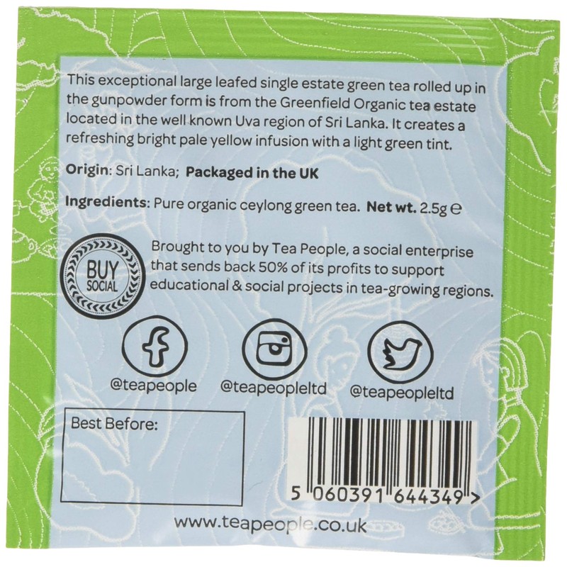 Tea People Organic Gunpowder Green - 100 Tea Envelopes