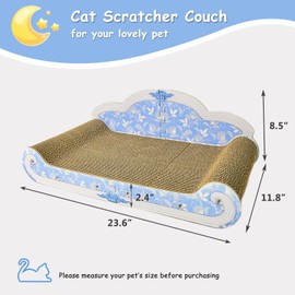 INRLKIT Luxury Cardboard Cat Scratcher Sofa Bed, Couch Shaped Cat Scratching Board, Cat Scratch Lounge with Catnip, Cat Scratcher for Indoor Cats(Floral)