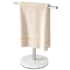 Gypie T-Shape Hand Towel Holder Stand with Heavy Marble Base, Stainless Steel Bathroom Countertop Towel Rack for Bathroom Kitchen, Brushed Nickel
