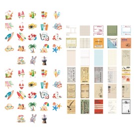 OVDGWC 46 Summer Beach Stickers, 1 Pack Material Paper, Hawaii Travel Beach, DIY Water Cup Notebook Decoration Stickers, Scrapbook Stickers