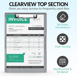 Sooez Clipboard with Storage, Cleaview Clip Boards 8.5x11 with 2 Storage, Dry Erase Plastic Nursing Clipboard, High Capacity Clipboard Folder for Teacher Nurse, School Office Supplies, Gray