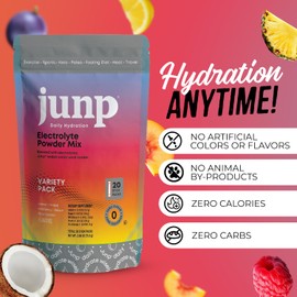 JUNP Sugar Free Electrolytes Powder Packets for Water Instant Hydration Packets with Salt & Potassium, Zero Calorie No Carbs No Sugar Keto Electrolyte Drink Mix Sticks, 5 Flavor Variety Pack 20 Count