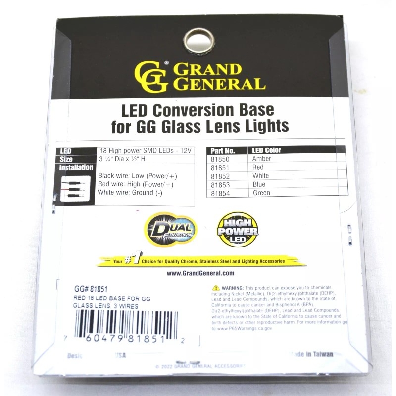 Grand General (GG) Glass Lens Conversion Light Base 18 High