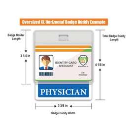 Oversized Physician Badge Buddy Horizontal - Extra Large Badge Buddies Role I’D Backer Card for Doctors - 3 3/8 X 4 1/8 - Wear with I’D Badge Holder - USA Printed by Specialist ID (Blue)