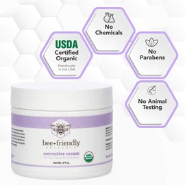 Face Moisturizer Organic Corrective Cream by BeeFriendly, USDA Certified Rich Anti Aging Facial Night Cream For Sensitive Skin Aids With Fine Lines, Wrinkles, Crows Feet, Eyes, Face, Neck 2 oz