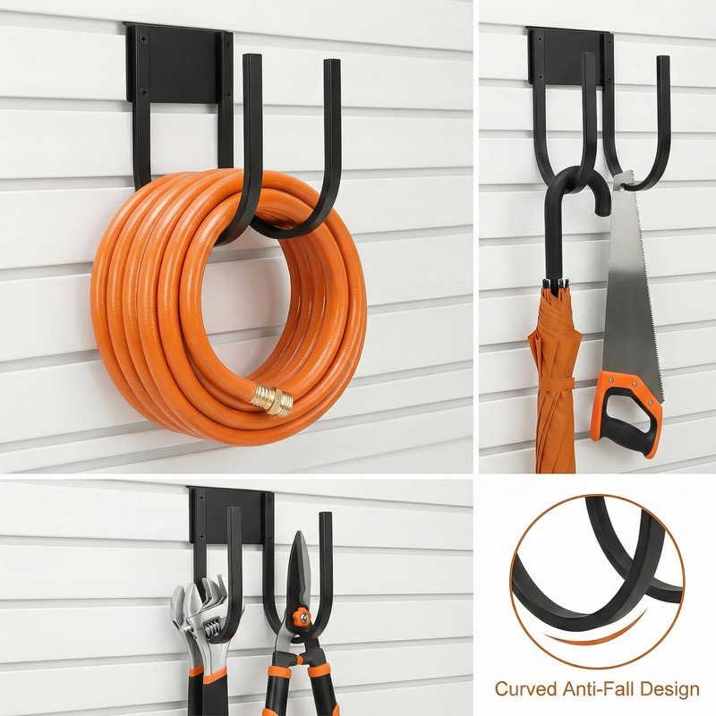 2 Pack Slat Wall Hose Hanger, Heavy Duty Metal Hose