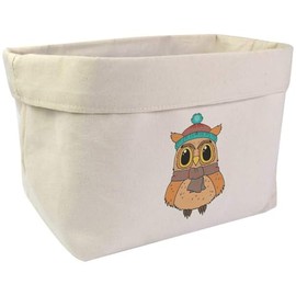 Large 'Cute Winter Owl' Canvas Organiser/Storage Bag (OR00034941)