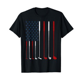 Golf Clubs American Flag T-Shirt
