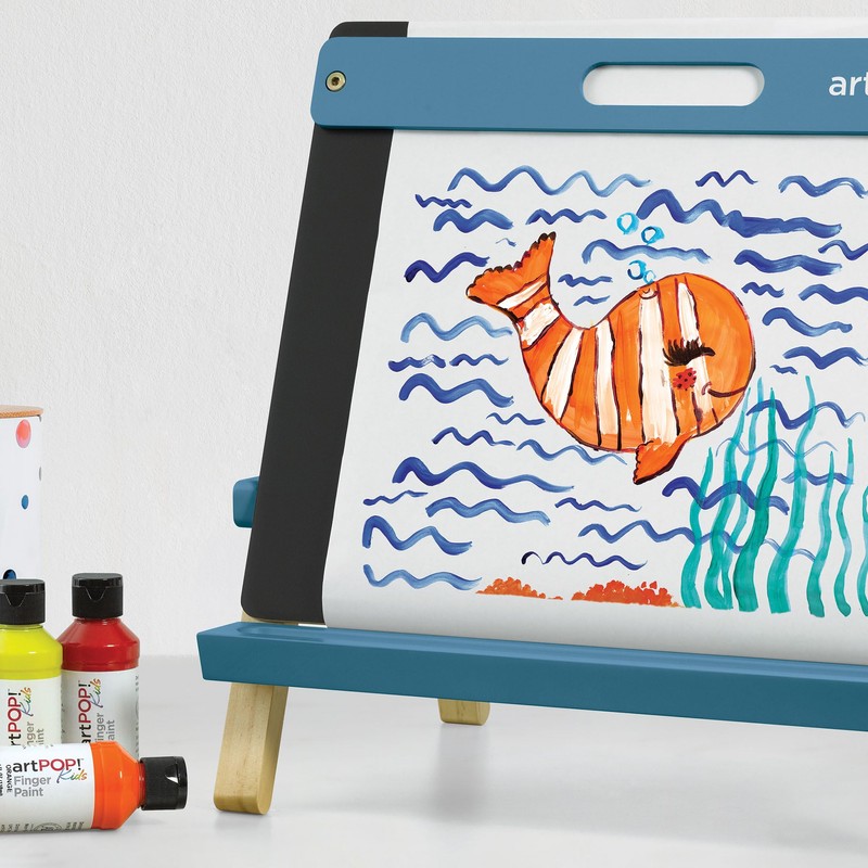 artPOP! Kids' 3-in-1 Tabletop Easel, Double-Sided Easel with Wooden Frame,